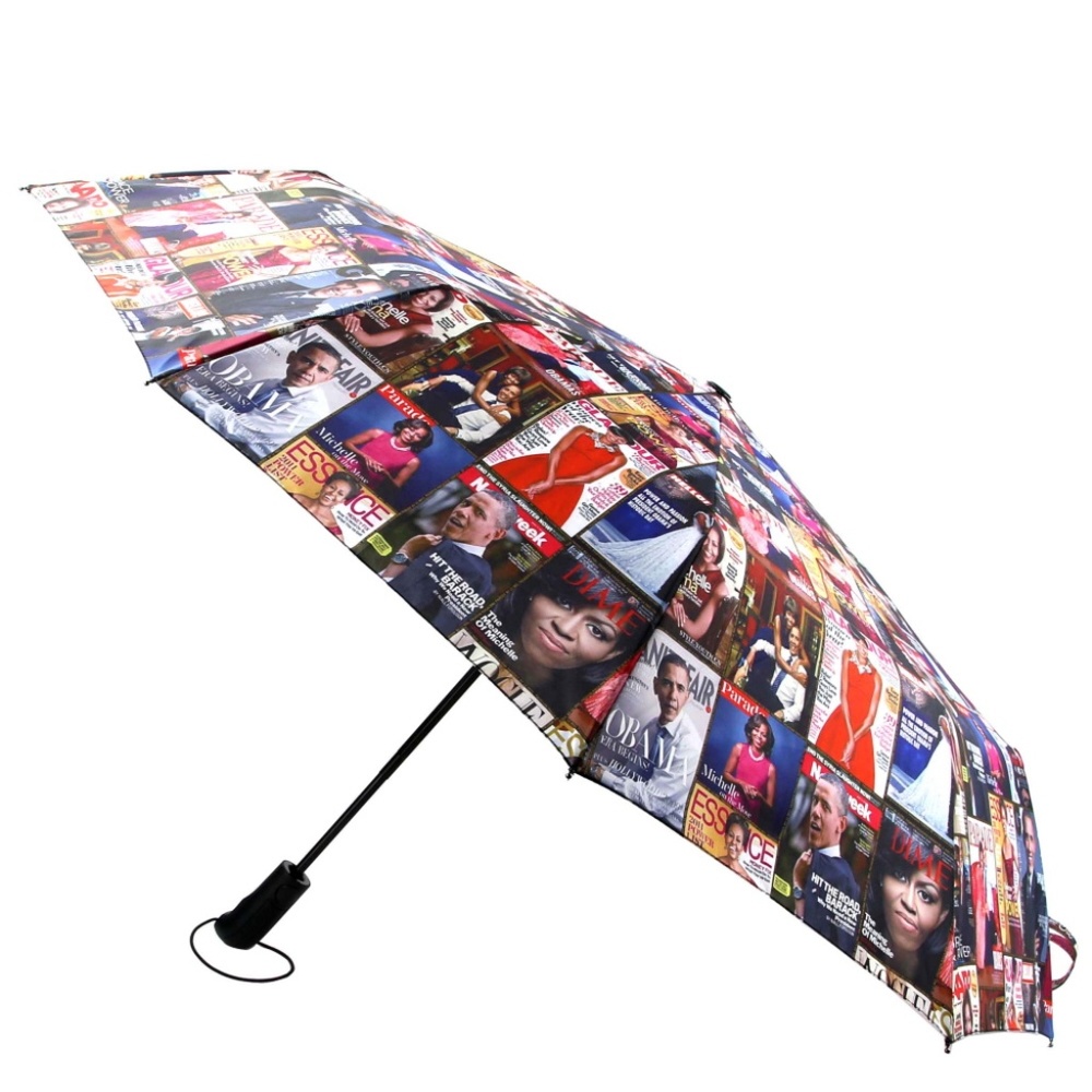 Magazine Print Retractable Umbrella Michelle obama